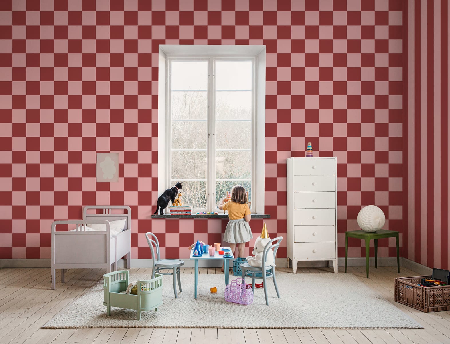 Happy Squares, Raspberry, Rebel Walls 2