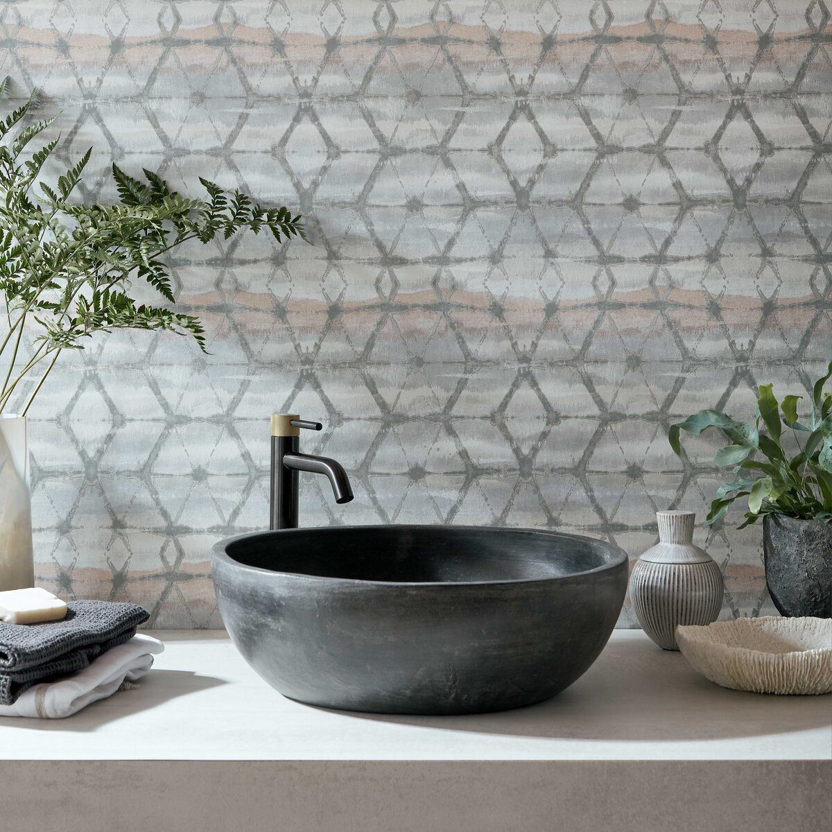 Mineral, Marble Grey Luxury Geometric, 1838 Wallcoverings, 5.3mp / rola 2