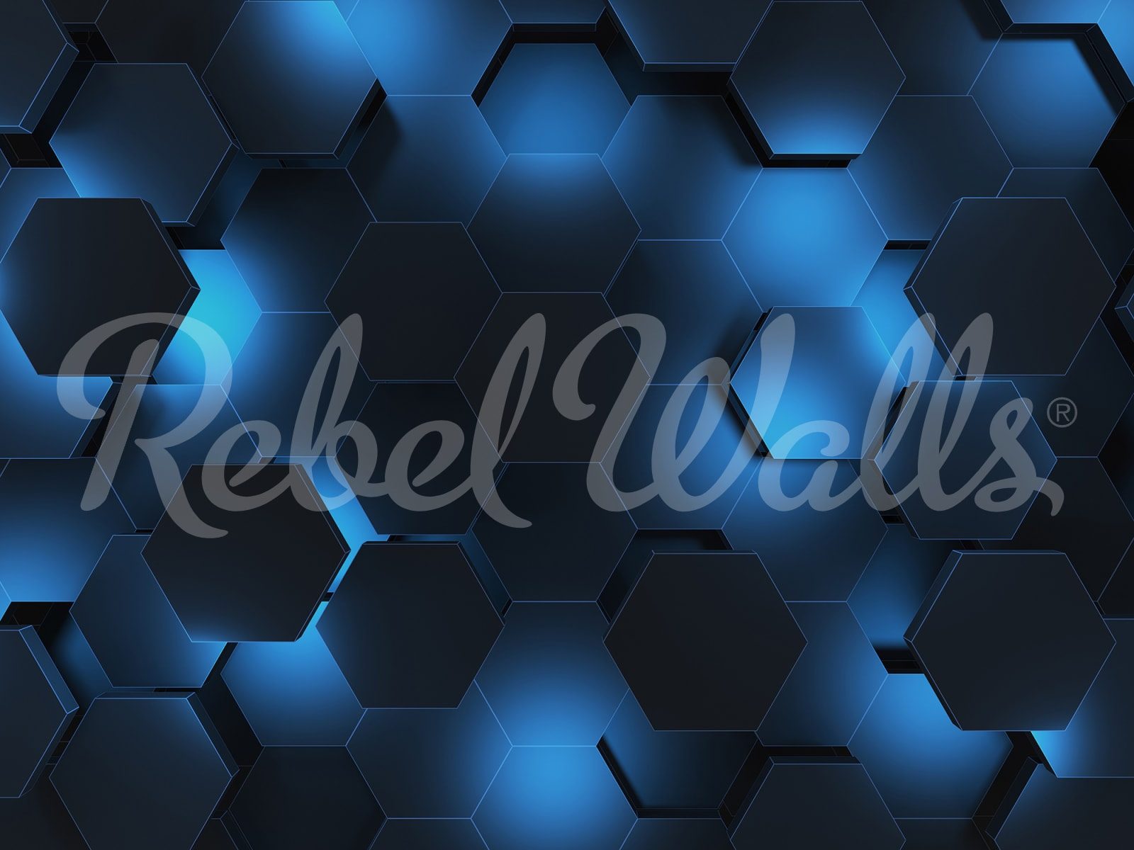 Hexagon, Blue, Rebel Walls