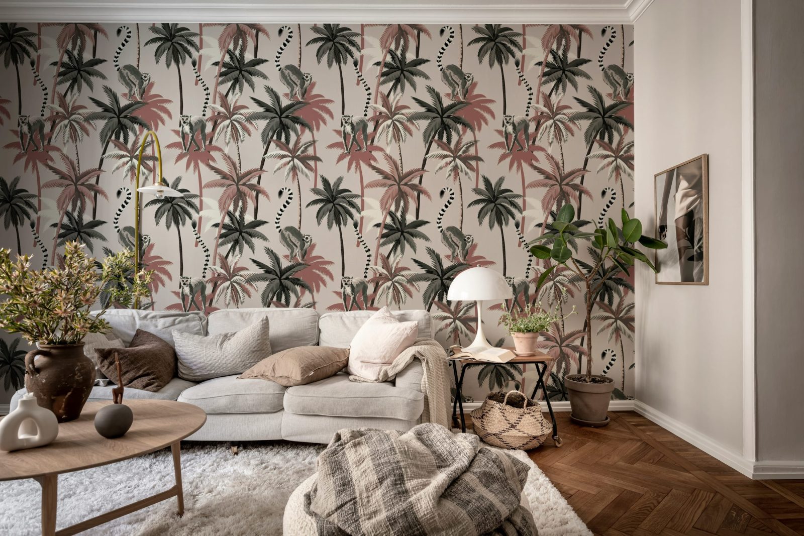 Lemur Palms, Burgundy, Rebel Walls 2
