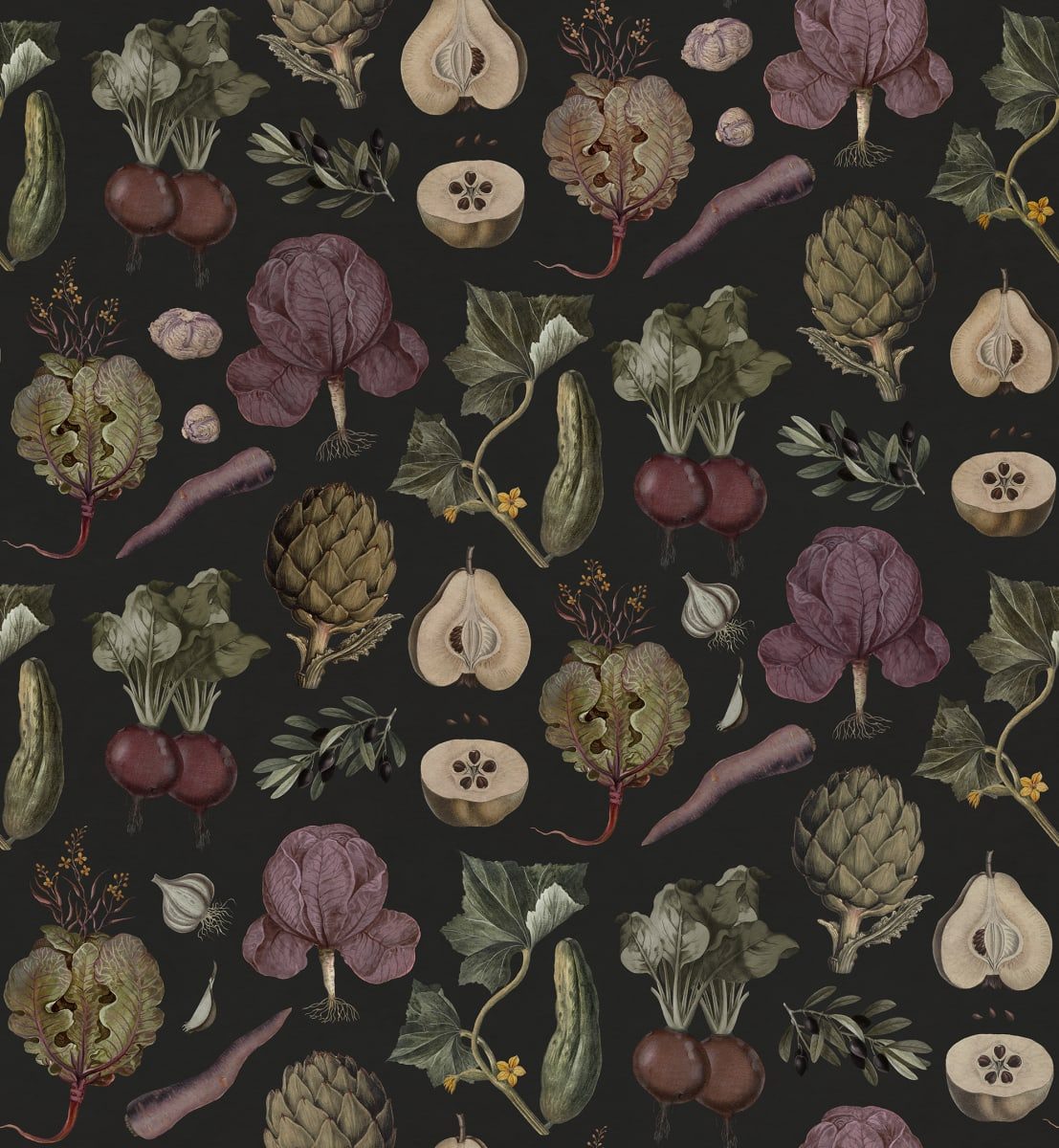 Vintage Greens, Black, Rebel Walls