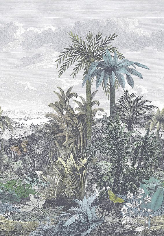 Paradise Found, Emerald Green Luxury Tropical, 1838 Wallcoverings, 6.5mp / rola