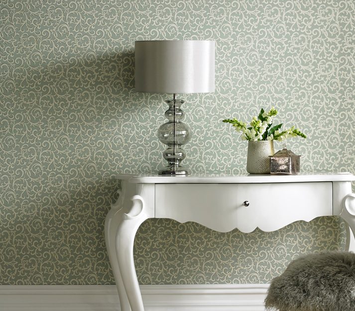 Brodsworth, Seafoam Green Luxury Patterned, 1838 Wallcoverings, 5.3mp / rola 2
