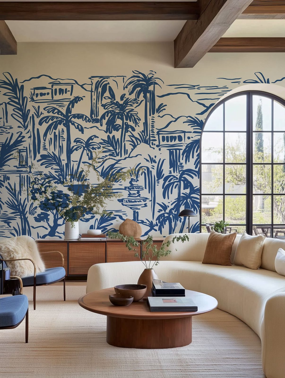 Palm Oasis, Blue, Rebel Walls 3