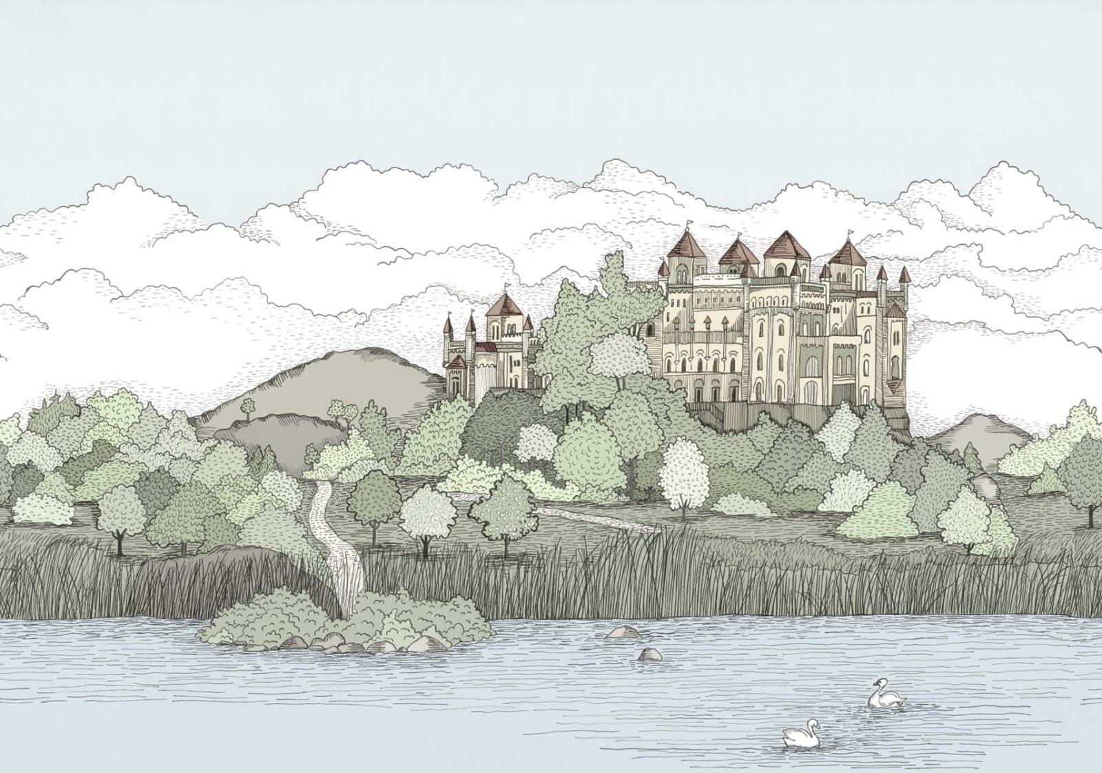 Castle by the Lake, Soft Green, Rebel Walls