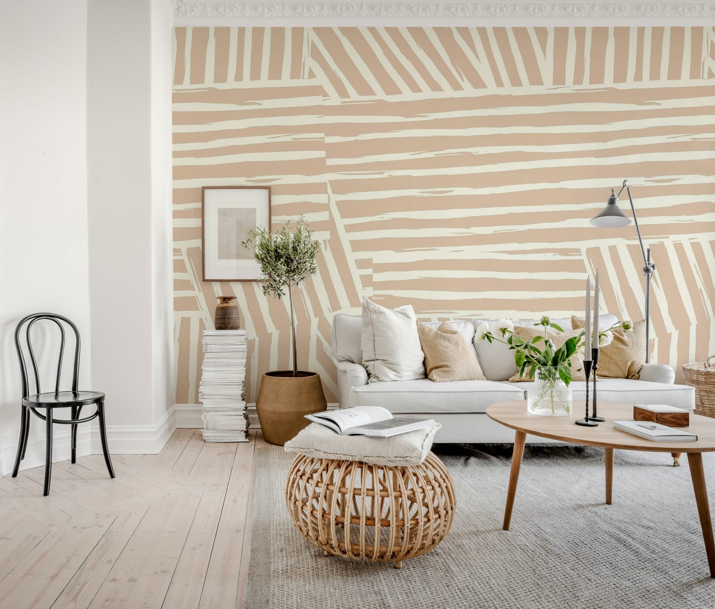 Geometric Lines, Beige, Rebel Walls 2