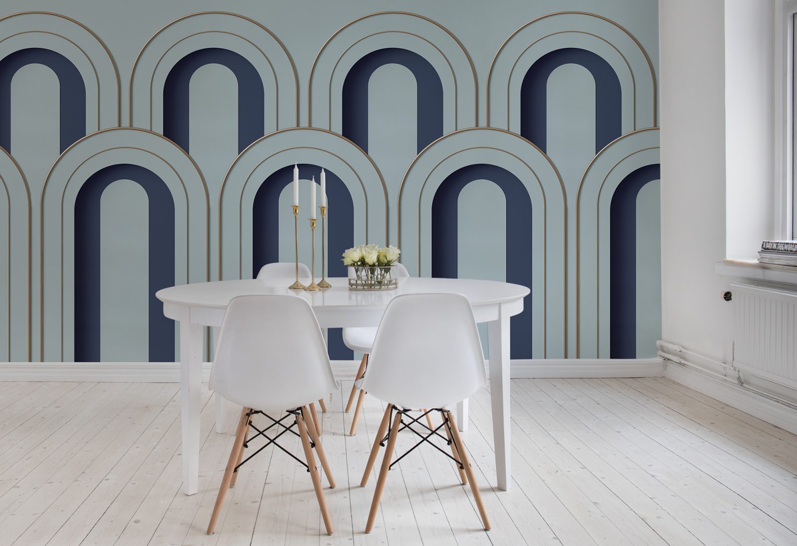 3D Arch Deco, Blue, Rebel Walls 3