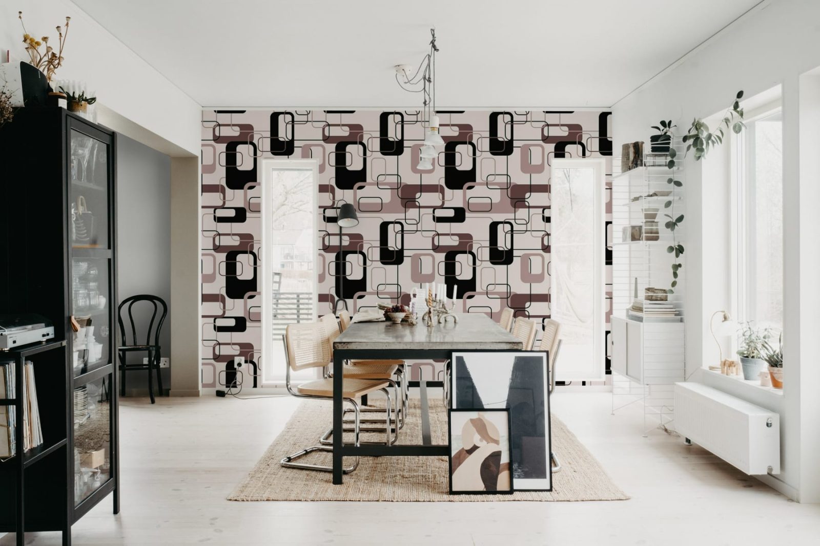 Retro Squares, Plum, Rebel Walls 2