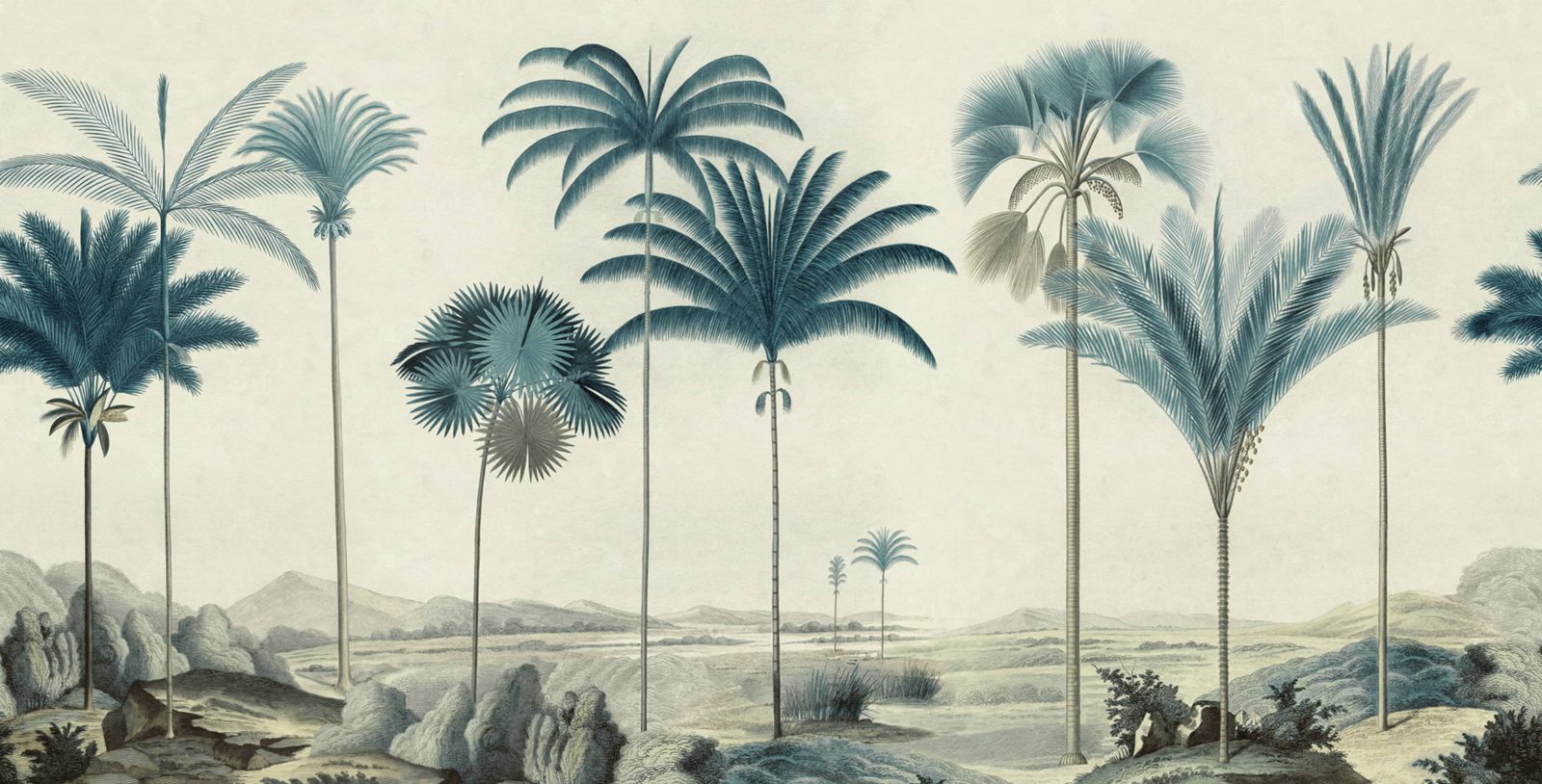 Vintage Palms, Blue, Rebel Walls