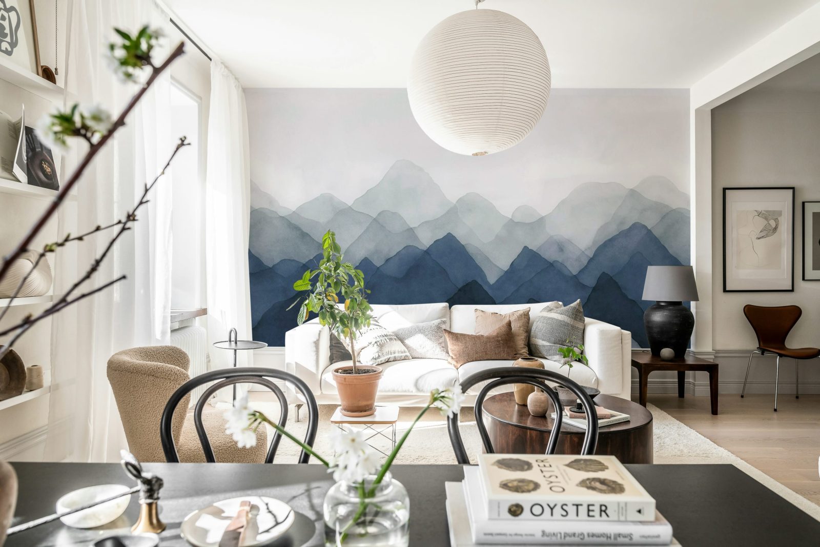 Watercolor Mountain, Blue, Rebel Walls 2