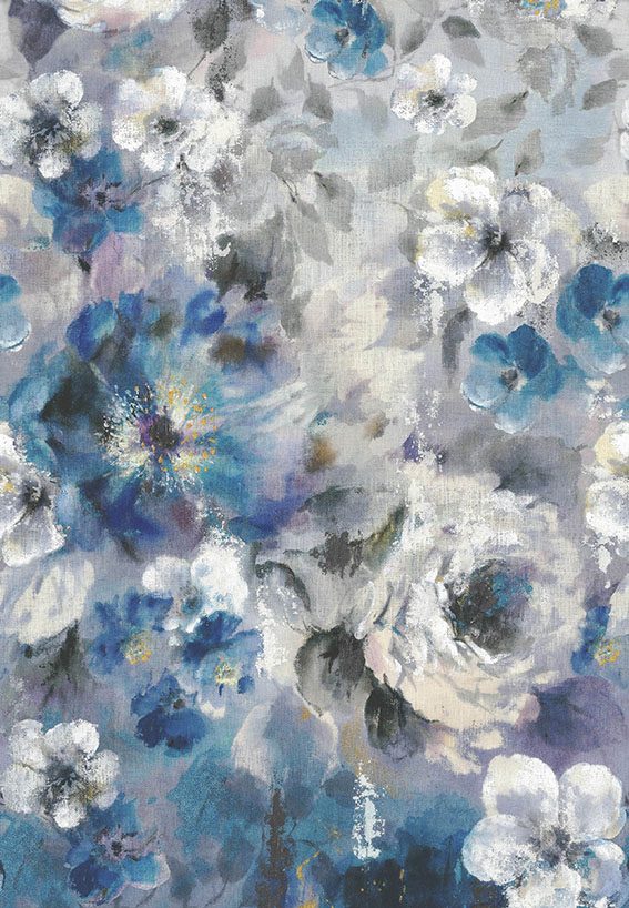 Bloom, Sapphire Blue Luxury Floral, 1838 Wallcoverings, 6.5mp / rola
