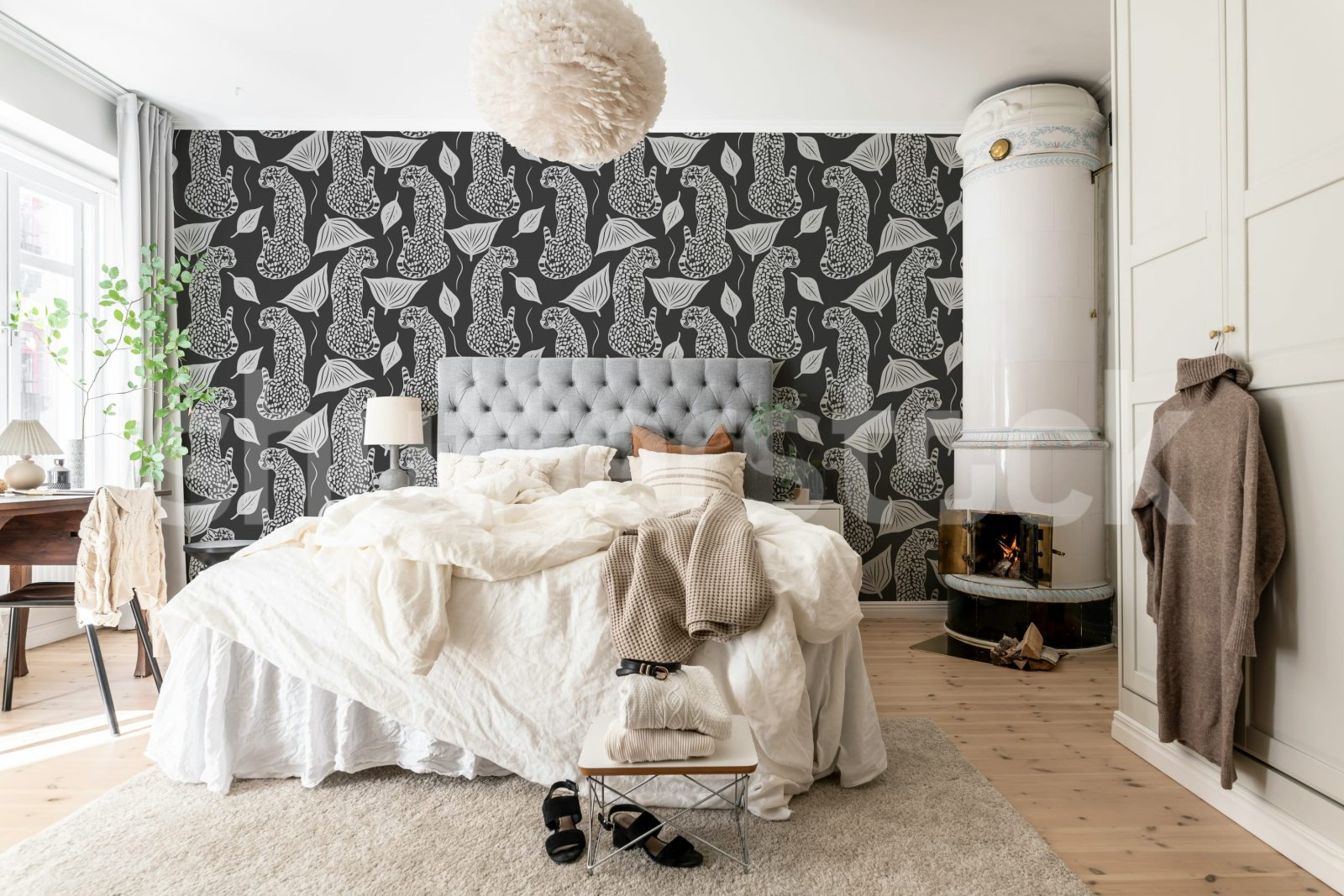 Whimsy Leopard, Black, Rebel Walls 3