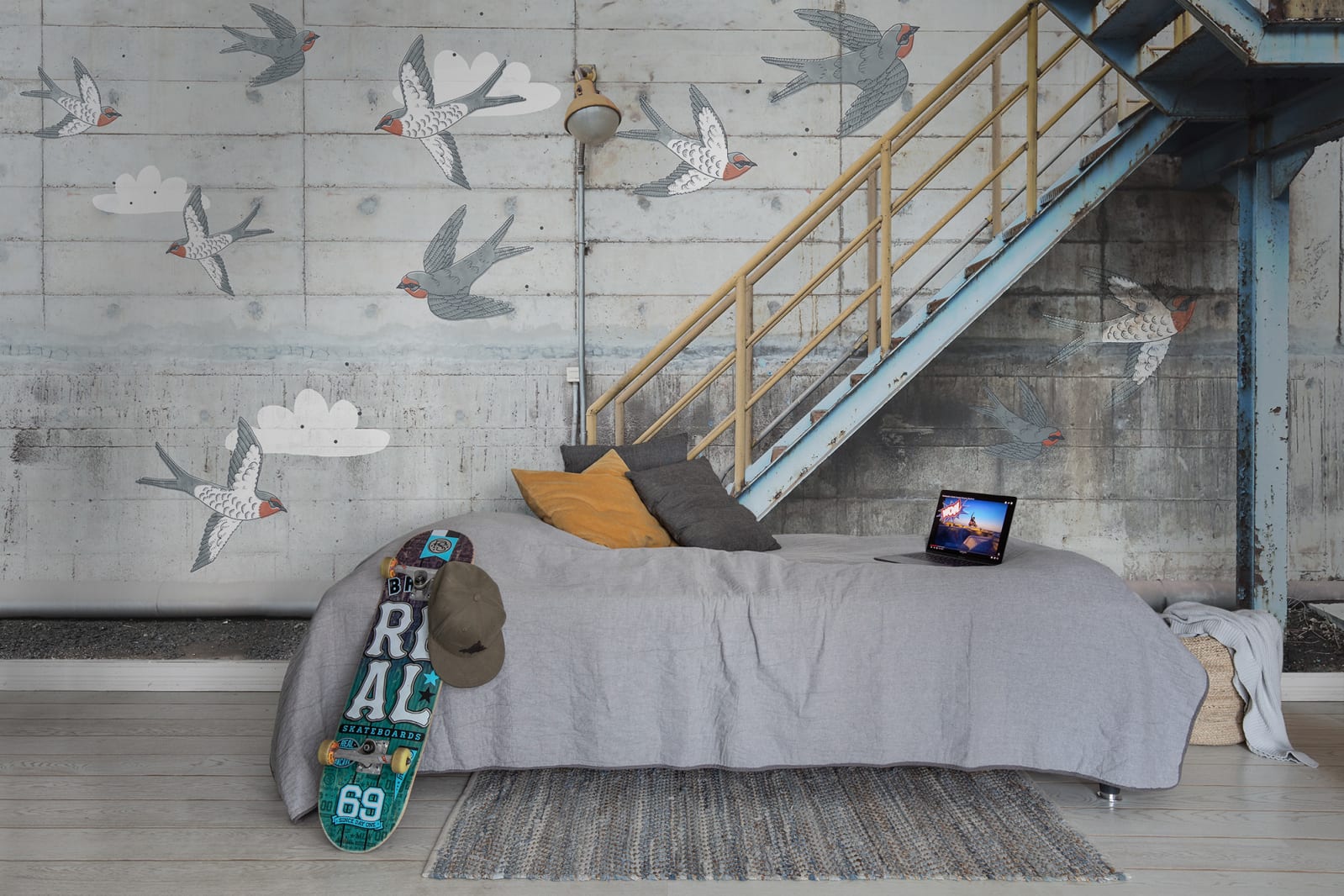 Stairway Graffiti, Swallow, Rebel Walls 2