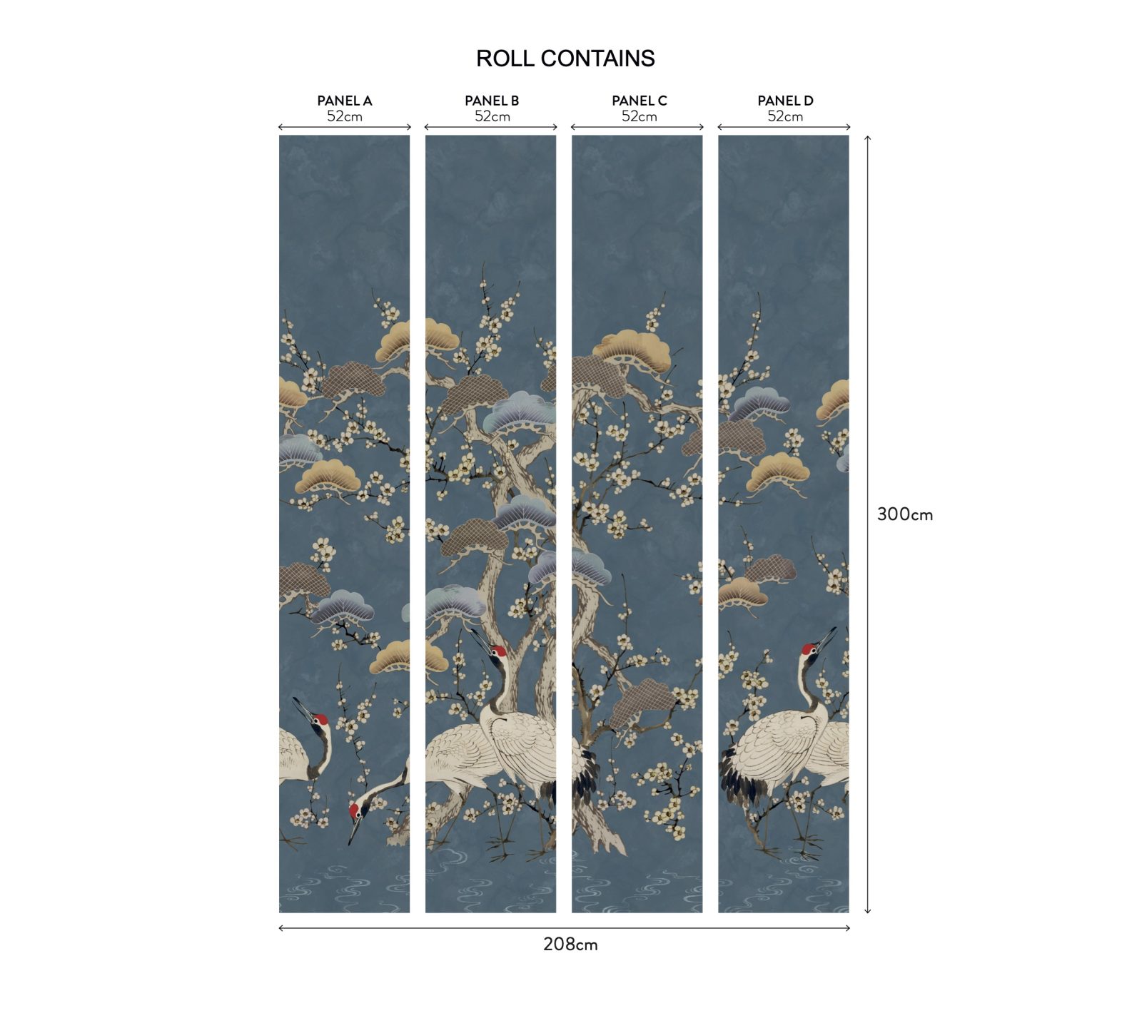 Kyoto Blossom, Prussian Blue, 1838 Wallcoverings, 6.53mp / rola 3