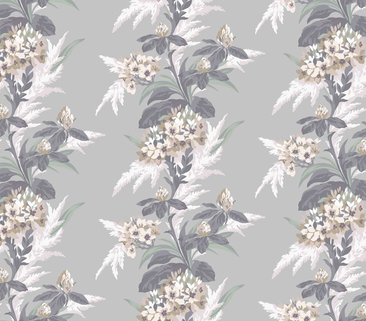 Aurora, Mist Grey Luxury Floral, 1838 Wallcoverings, 5.3mp / rola