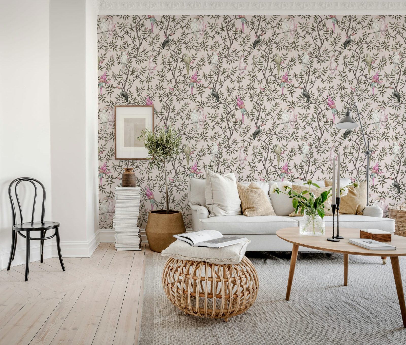 Parrot Shrubbery, Pink, Rebel Walls 3