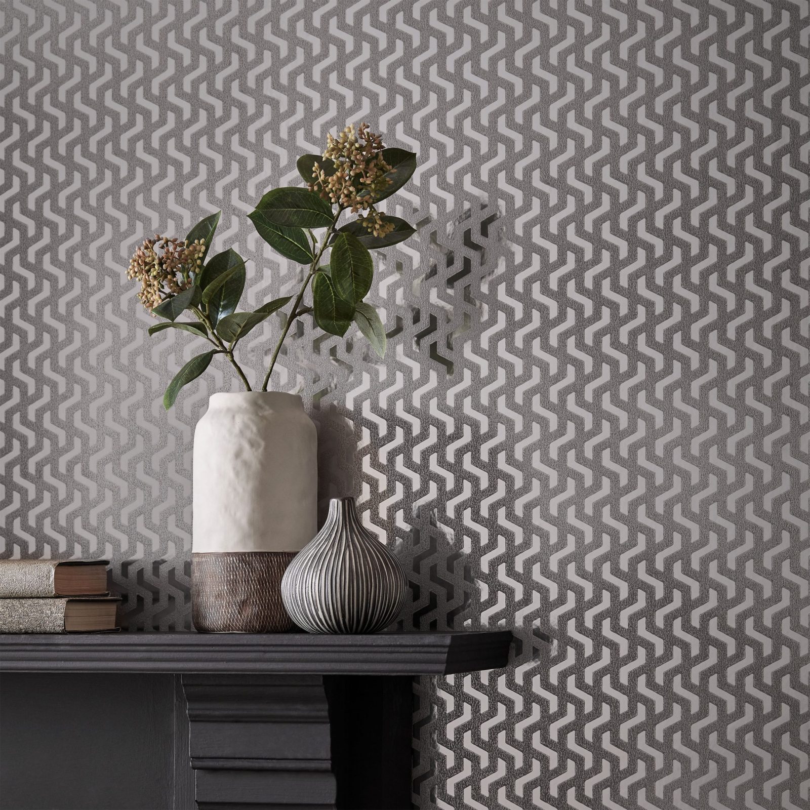 metalizat Rattan, Chamomile Silver Luxury Foil, 1838 Wallcoverings, 5.3mp / rola 2