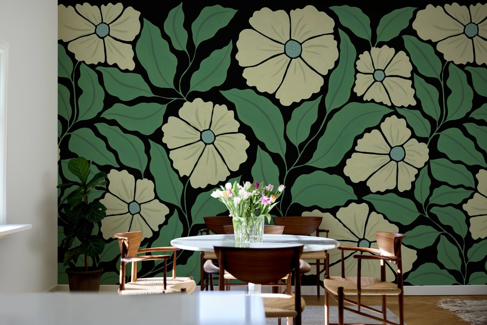 Bold Abstract Flower, Black, Rebel Walls 3