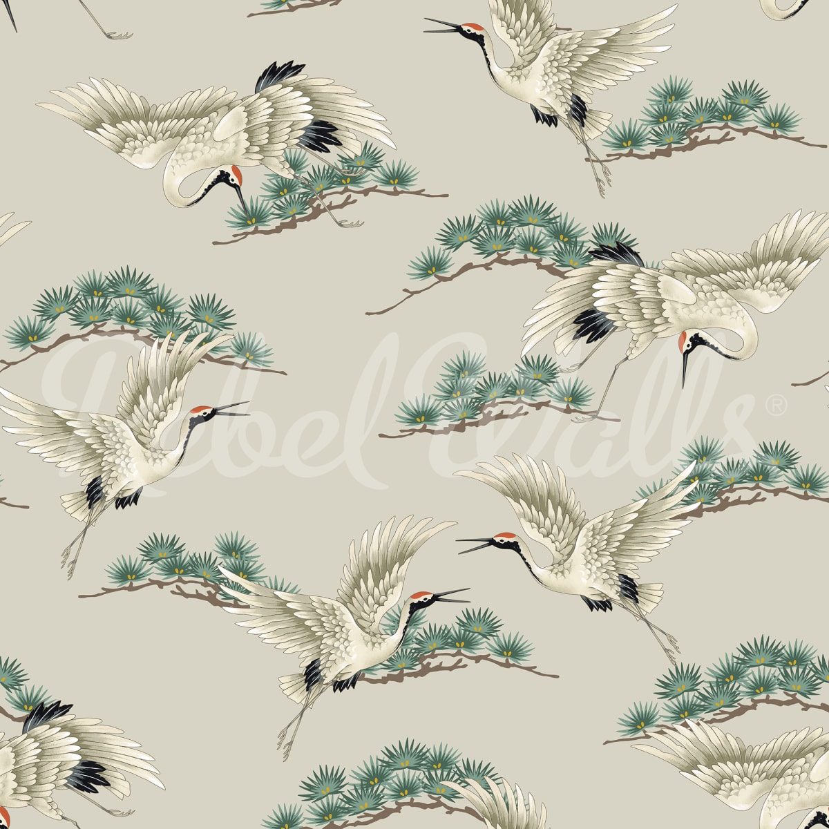 Flying Cranes, Beige, Rebel Walls