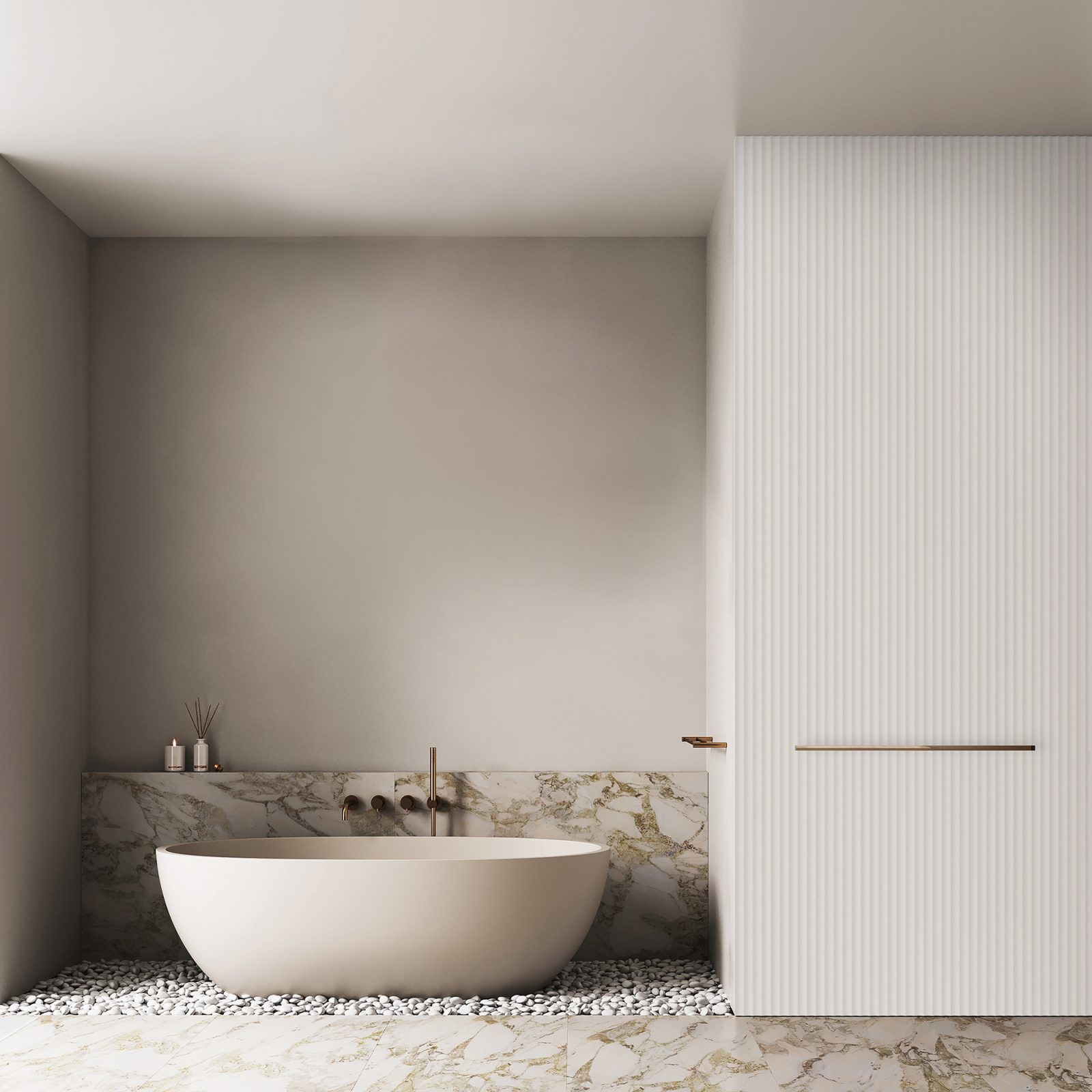 Profil dreapta pentru riflaj decorativ Gresso, Natural Light, 270x3.2cm, Lamelio 2
