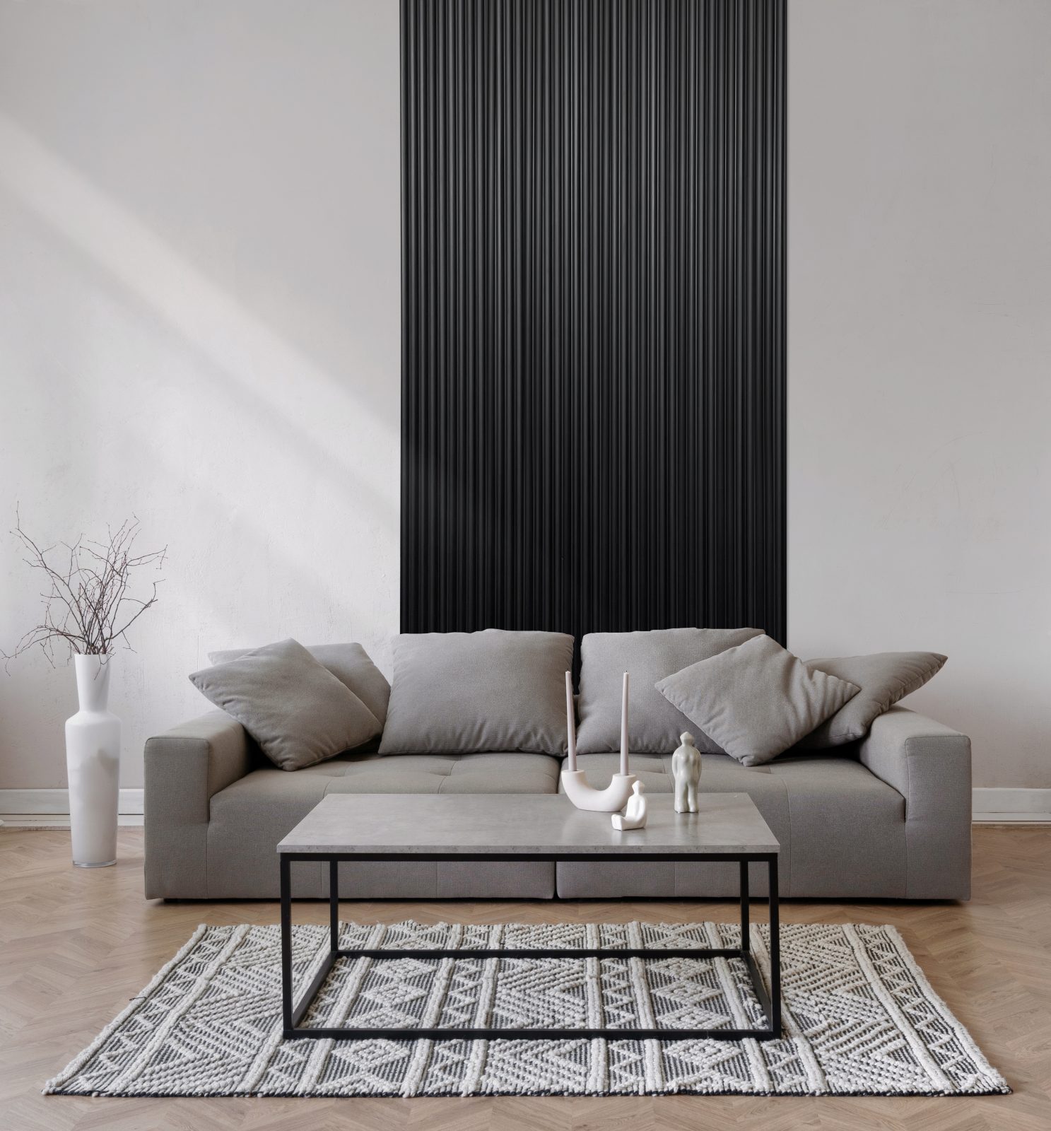 Riflaj decorativ 3D Onda, Negru, 270x11.2cm, Lamelio 6