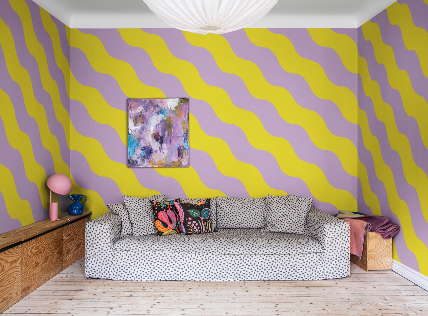 Polka Stripe, Lilac & Yellow, Rebel Walls 2