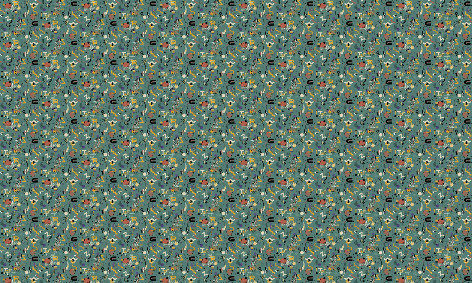 Funny Shapes, Turquoise, TresTintas 5mp / rola 3