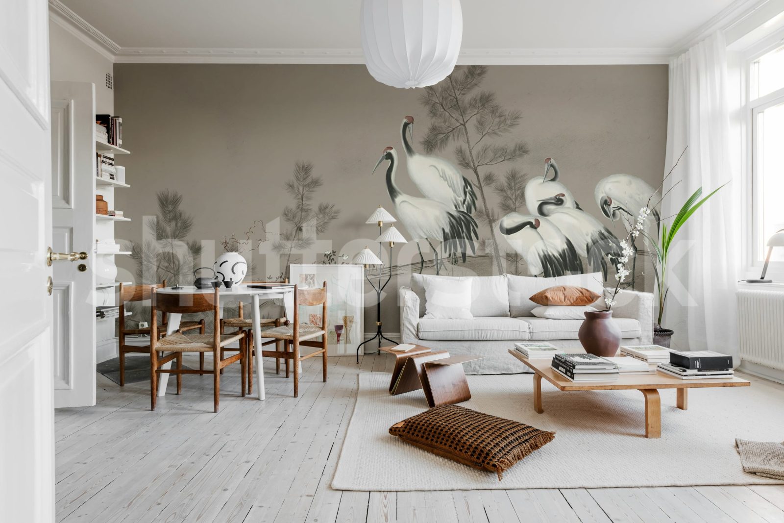 Whispering Cranes, Gray, Rebel Walls 2