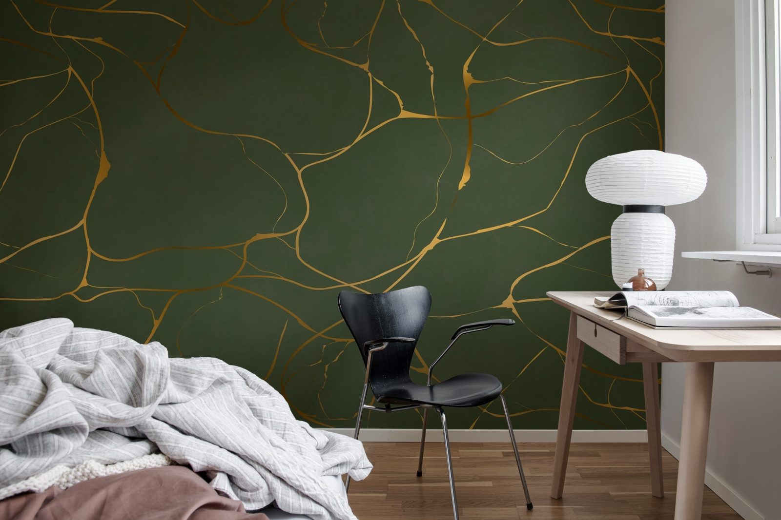 Gold Swirl, Dark Green, Rebel Walls 3