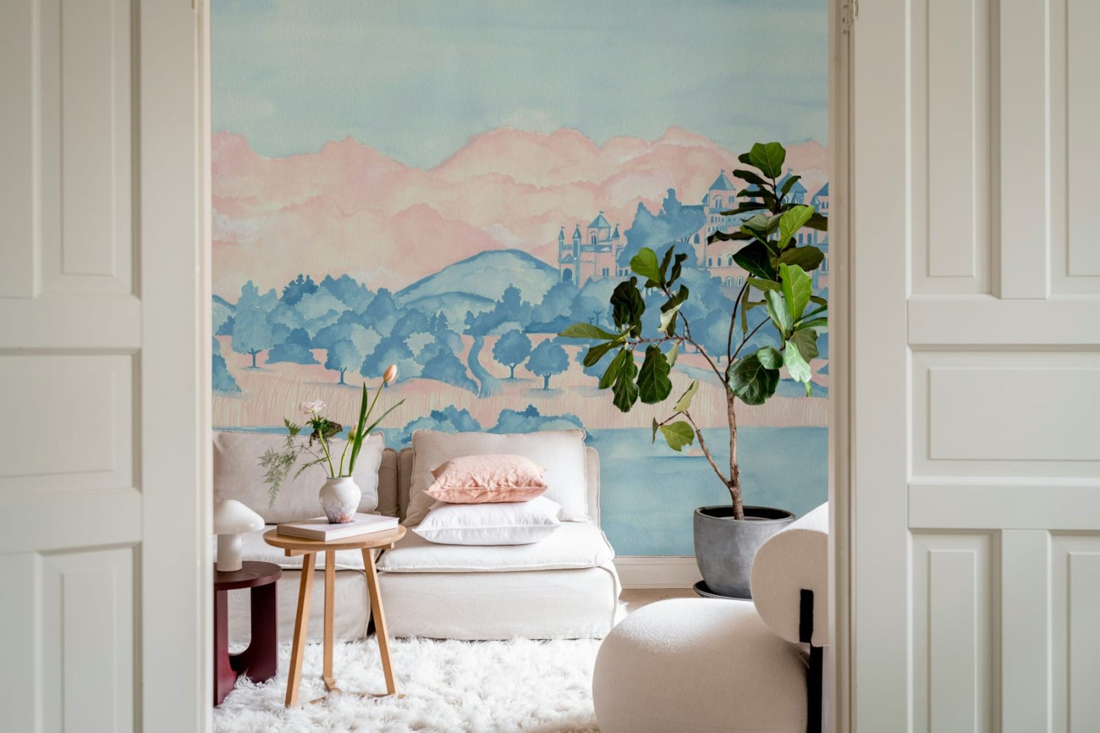 Castle by the Lake, Pink & Blue, Rebel Walls 3