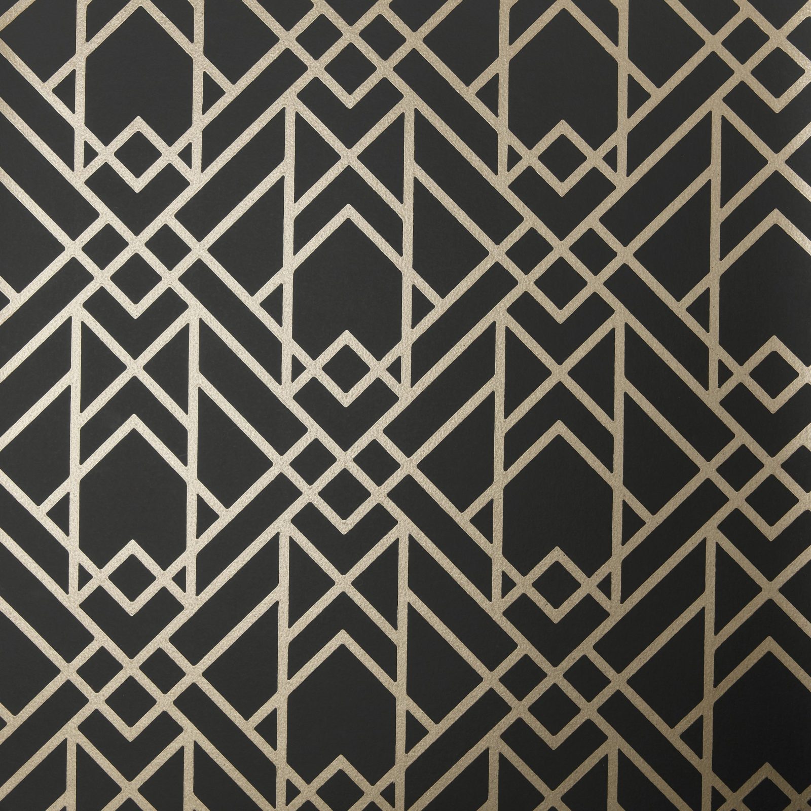 Metro, Jet Black and Gold Luxury Geometric, 1838 Wallcoverings, 5.3mp / rola