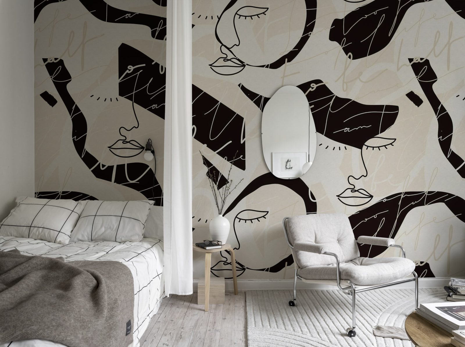 Lined Faces, Beige, Rebel Walls 3