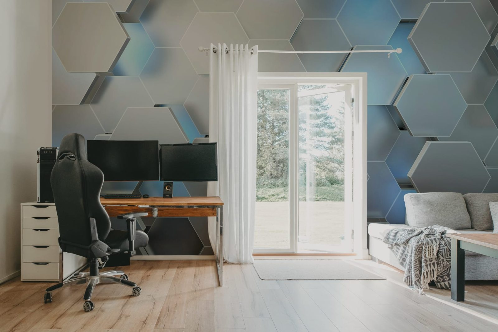 Hexagon, Gray, Rebel Walls 2