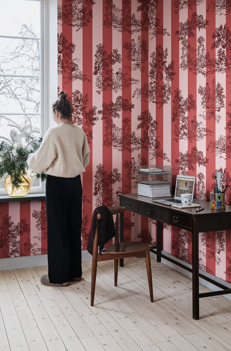 Happy Toile, Raspberry, Rebel Walls 3