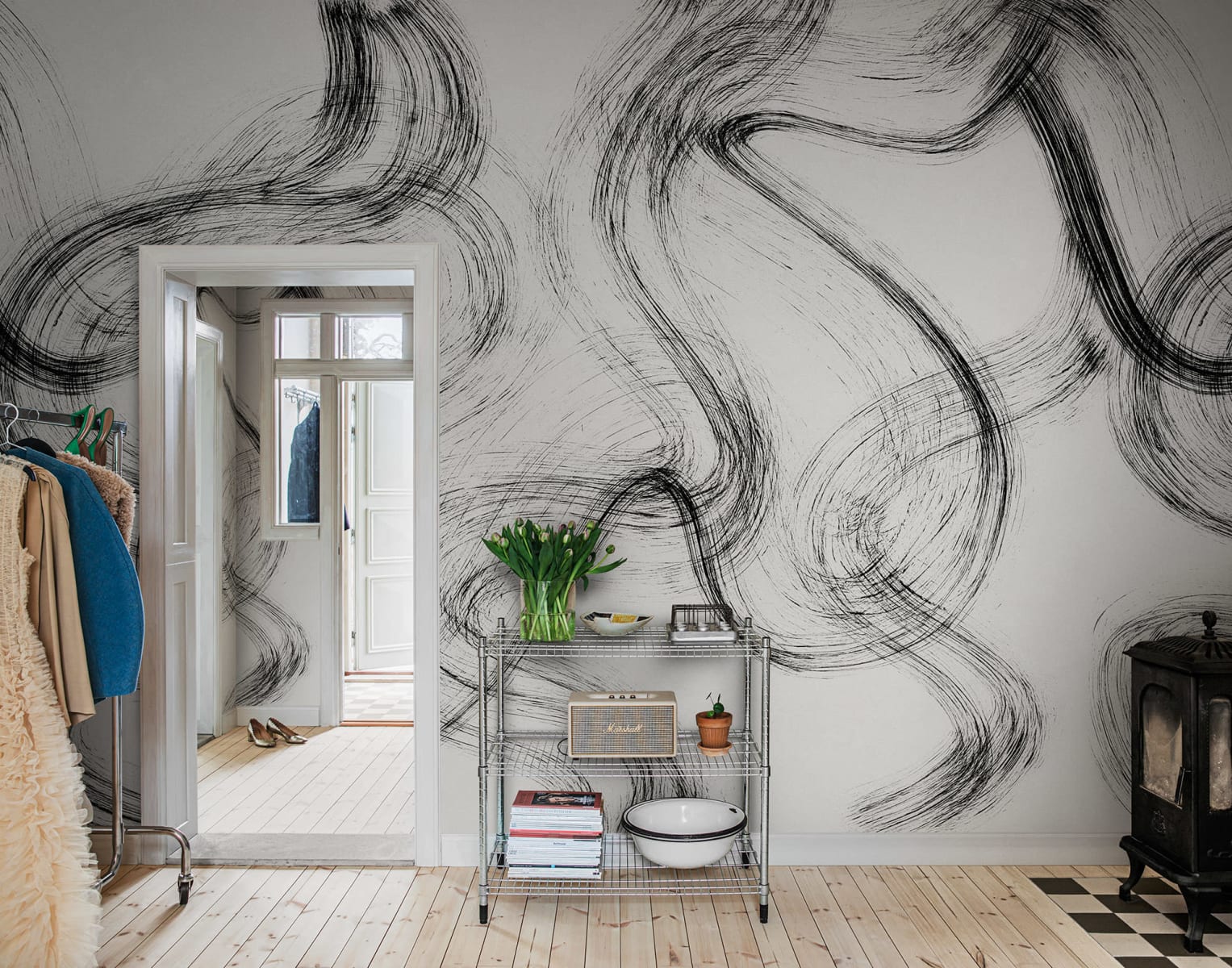 Blurry Stripes, Black & White, Rebel Walls 3