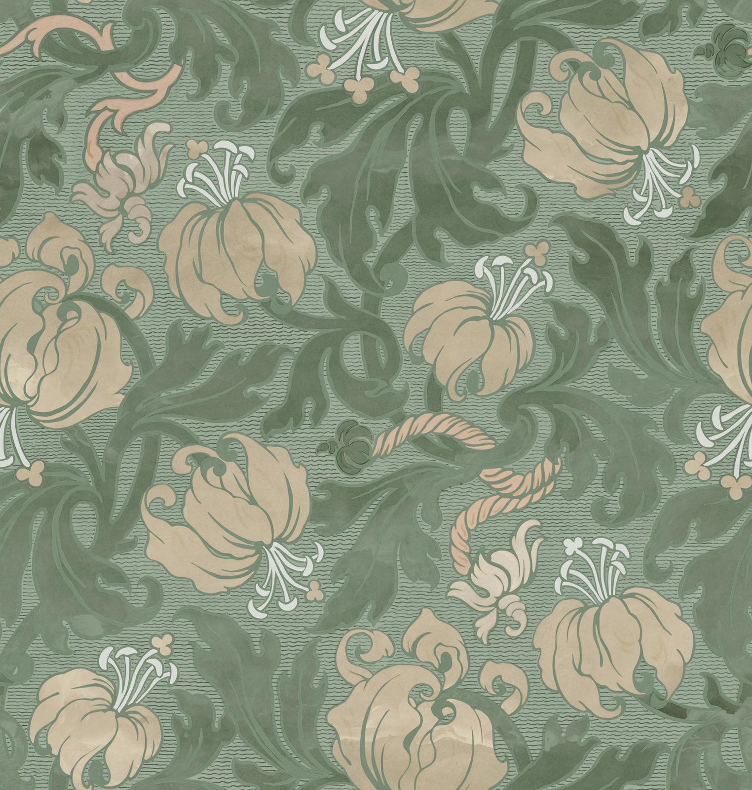 Midnight Peony, Green, Rebel Walls