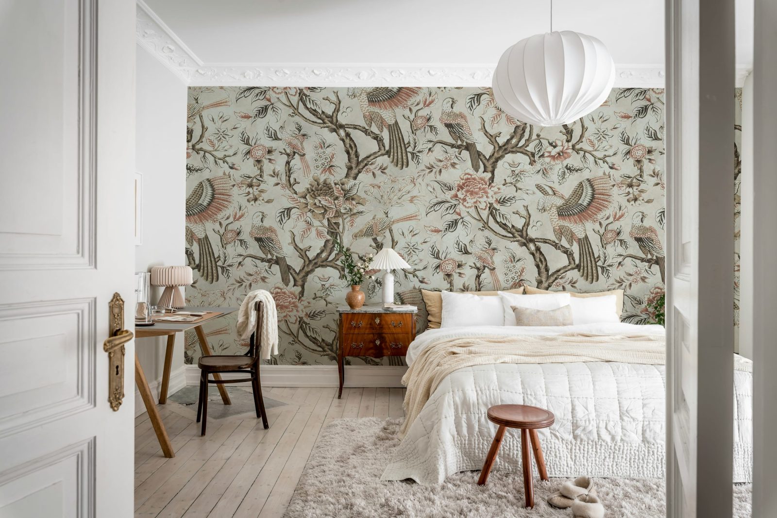 Wings in Bloom, Beige, Rebel Walls 2