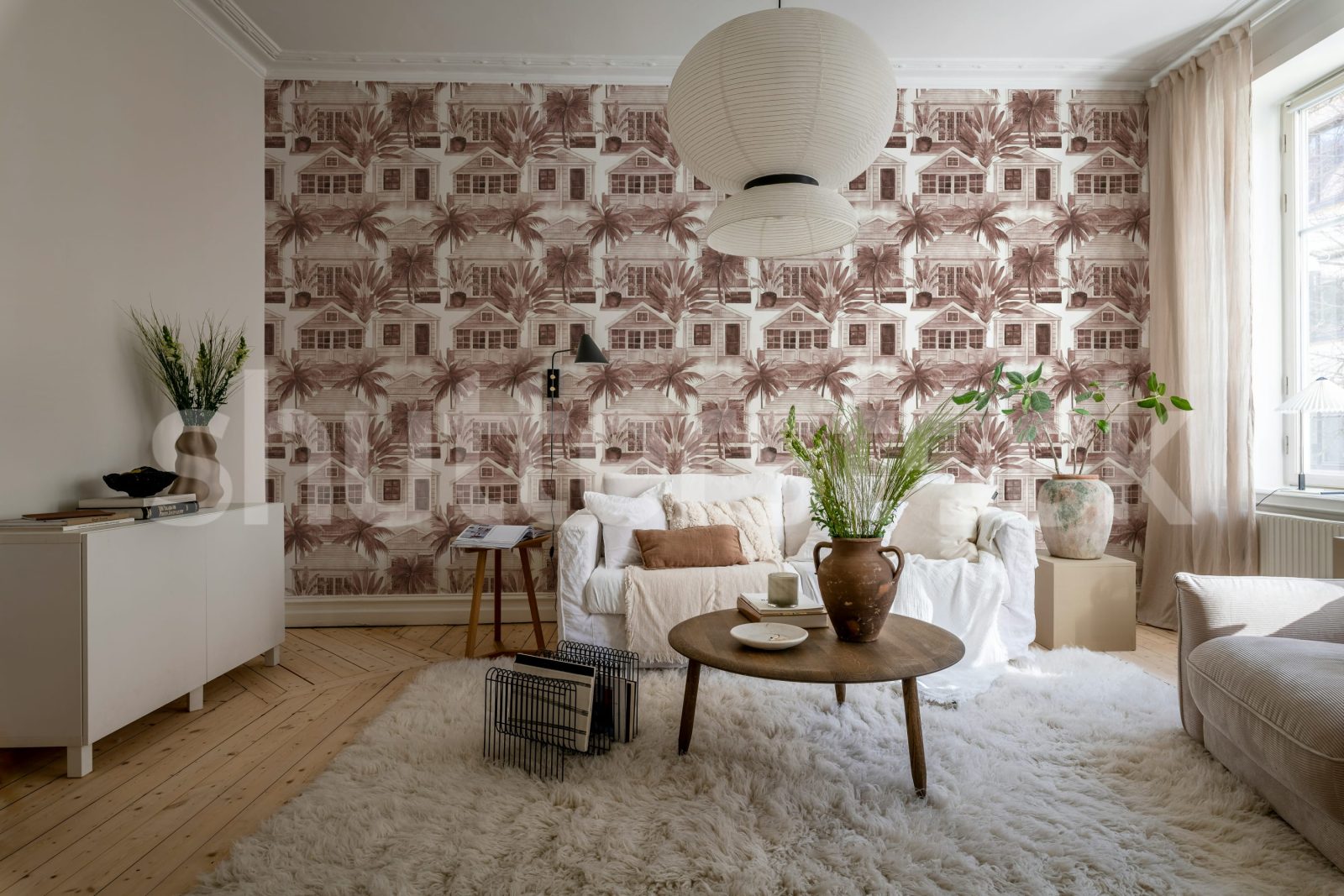 Palm Residence, Burgundy, Rebel Walls 2