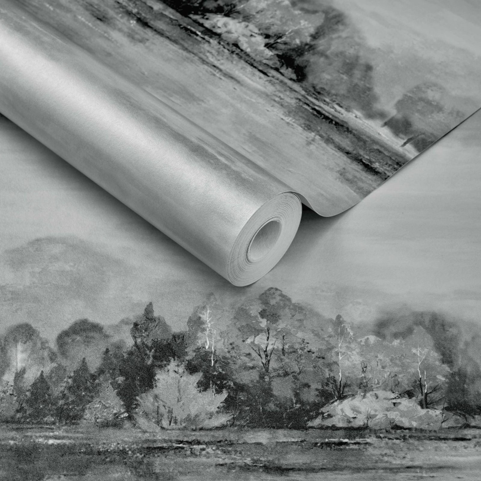 Lakeside, Pewter Grey Luxury Landscape, 1838 Wallcoverings, 5.3mp / rola 3