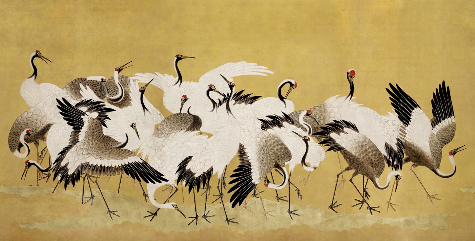 Dancing Cranes, Yellow, Rebel Walls