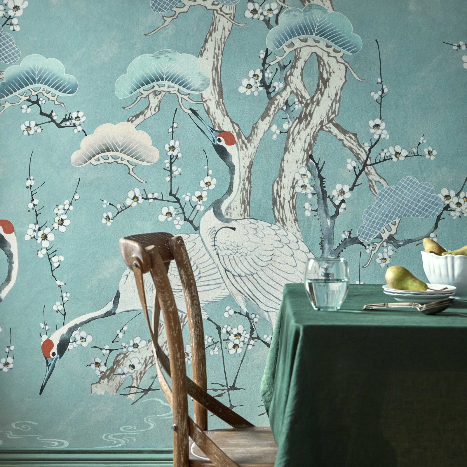 Kyoto Blossom, Mist Blue Wall, 1838 Wallcoverings, 6.53mp / rola 2