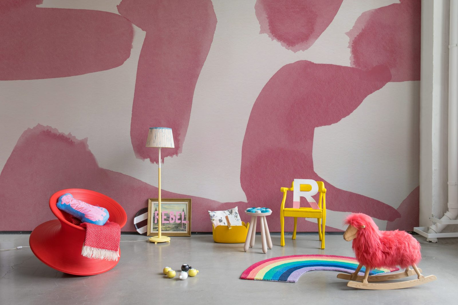 Wiggle Shapes, Pink, Rebel Walls 3