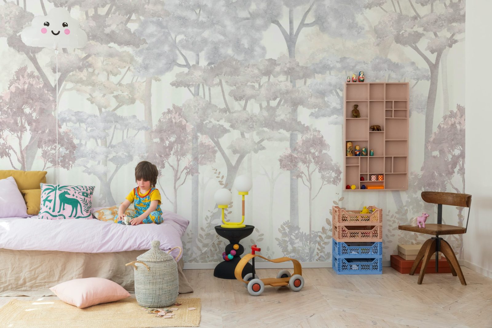 Pastel Forest, Pink, Rebel Walls 2