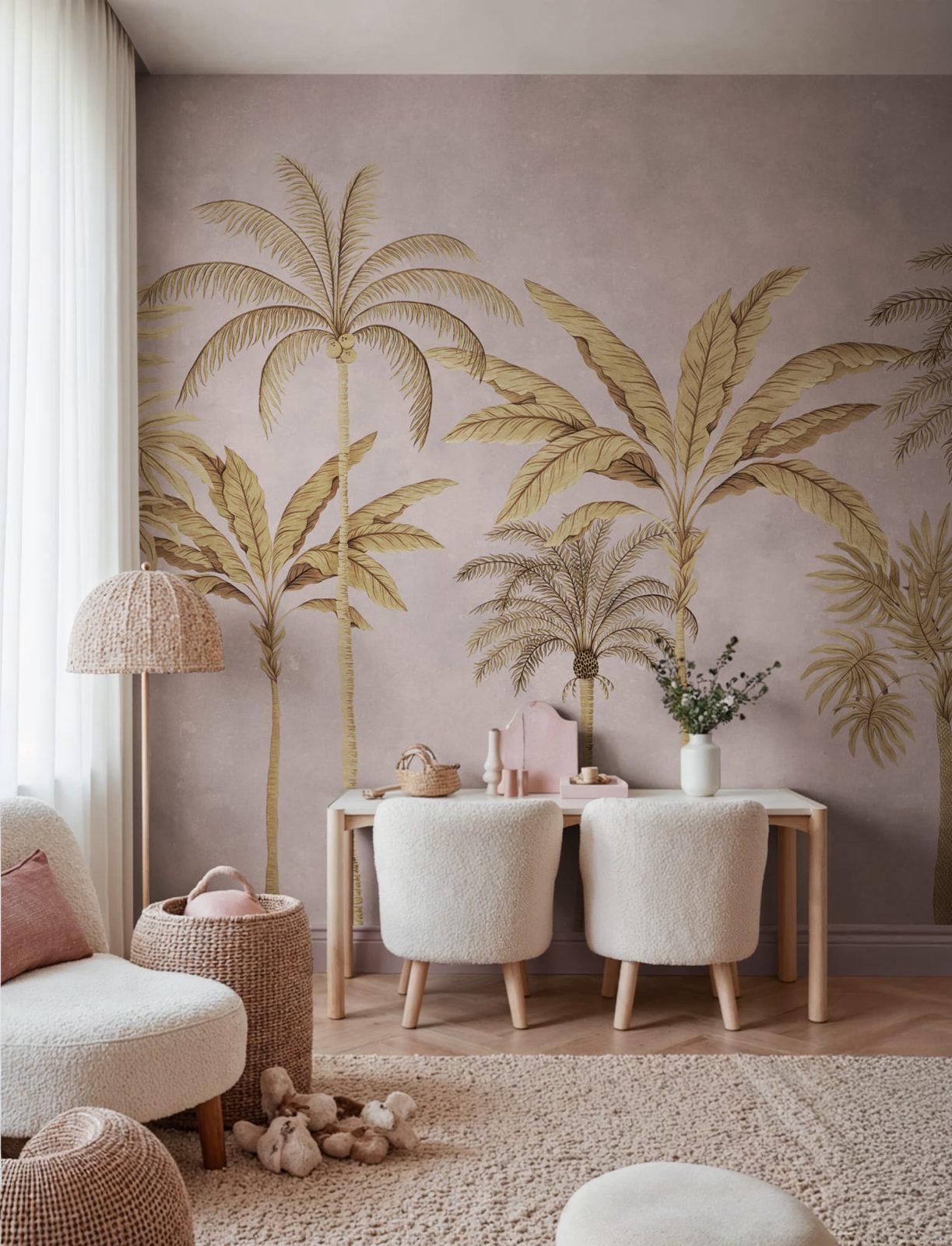 Golden Palms, Pink, Rebel Walls 3