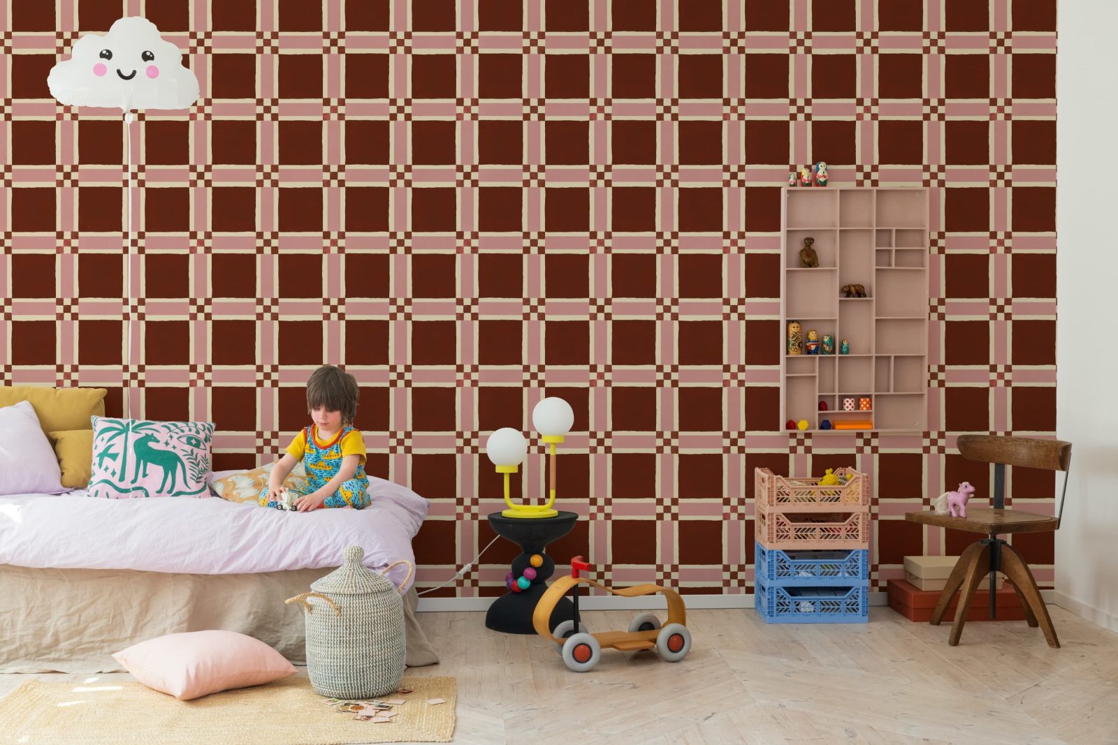 Bold Grid, Burgundy, Rebel Walls 2