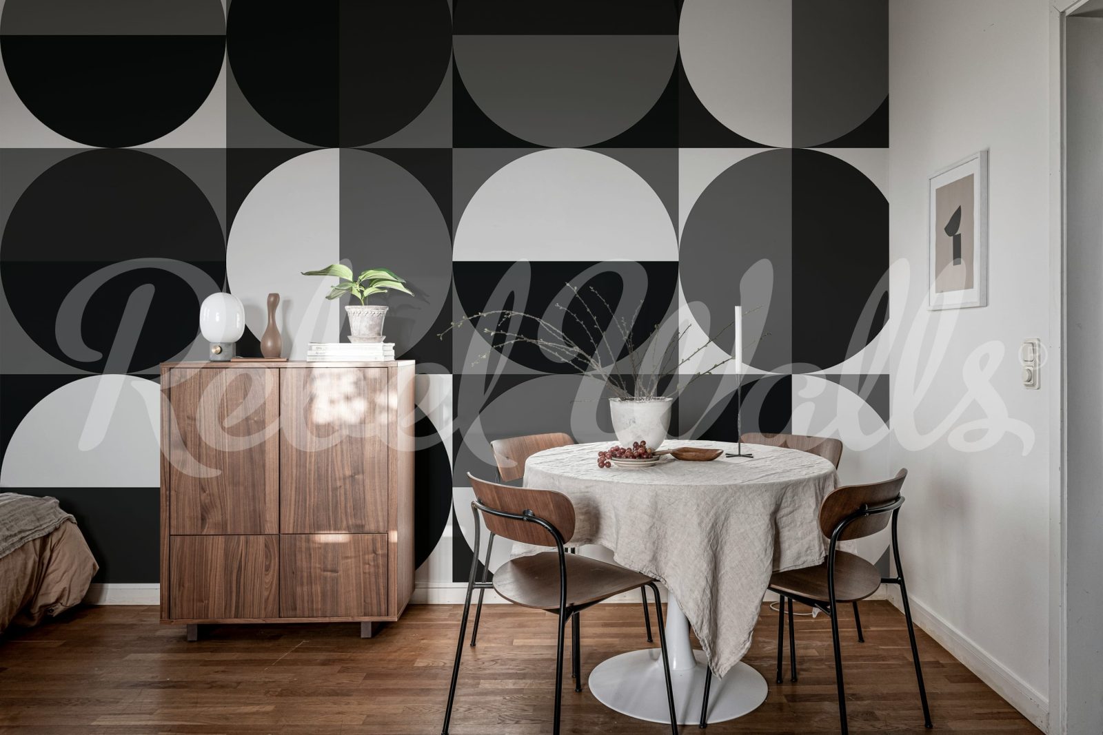 Circle Grid, Black & White, Rebel Walls 3