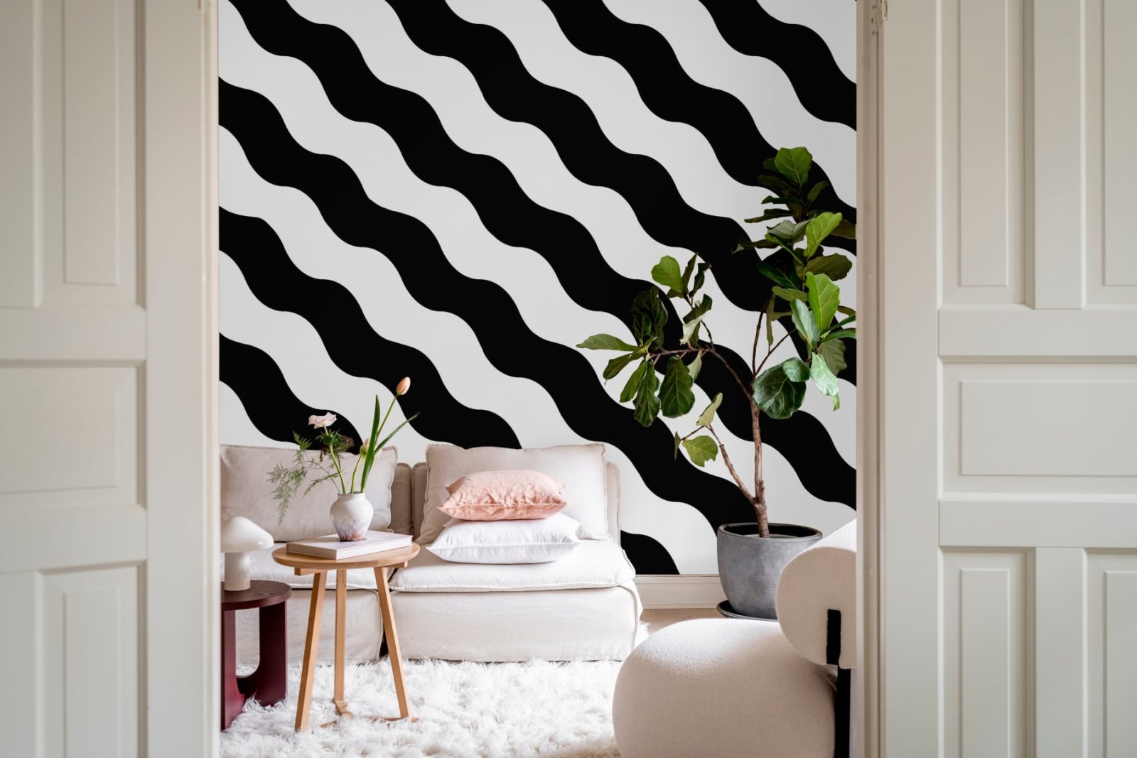 Polka Stripe, Black & White, Rebel Walls 2