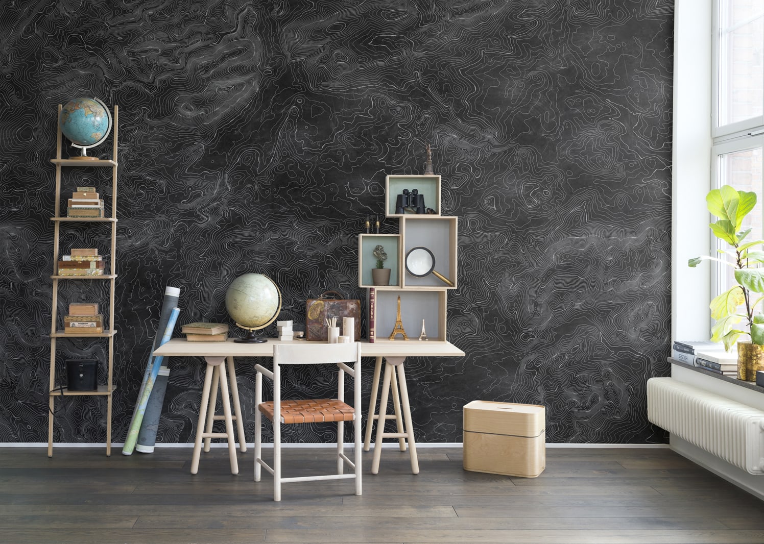 Elevation Lines, Black, Rebel Walls 3