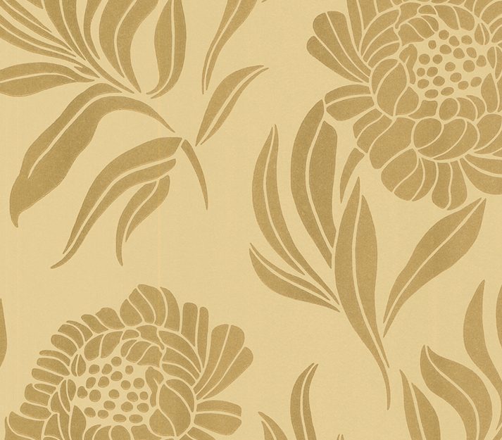 Chatsworth, Gold Luxury Floral, 1838 Wallcoverings, 5.3mp / rola
