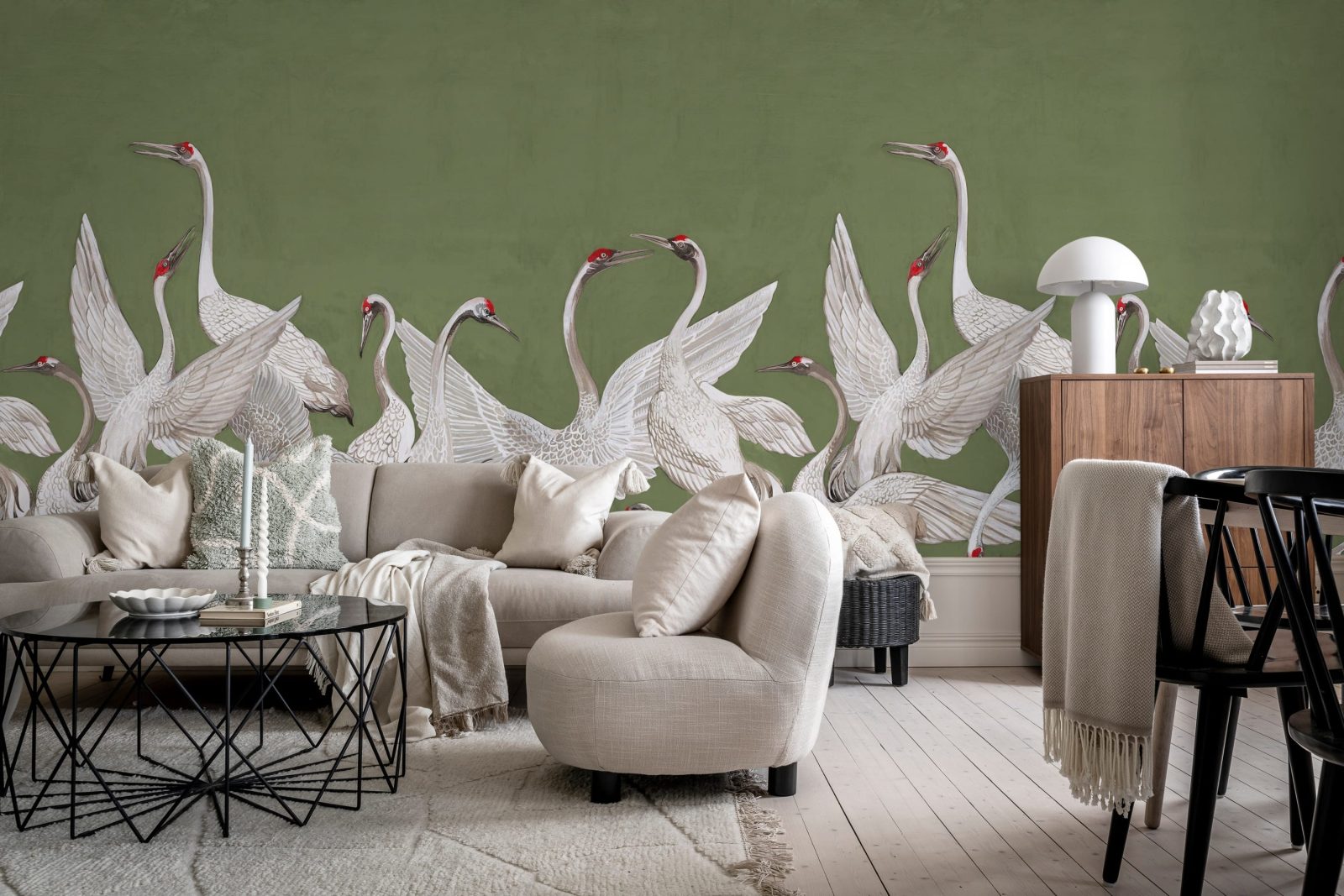 Soaring Cranes, Green, Rebel Walls 2